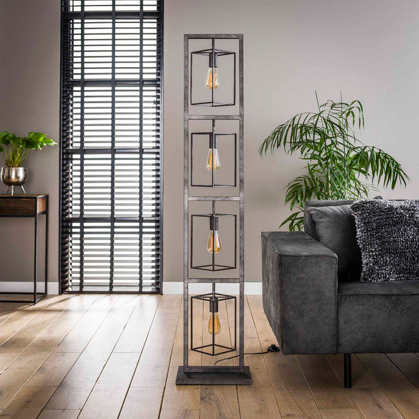 Vloerlamp Cubic Tower | Oud Zilver