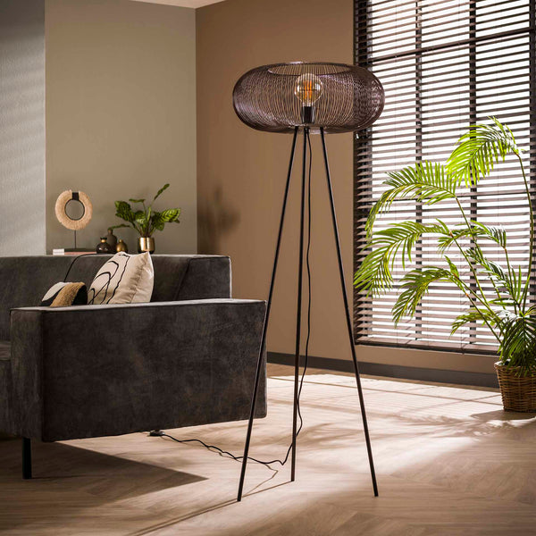 Vloerlamp Copper Twist | Zwart Metaal
