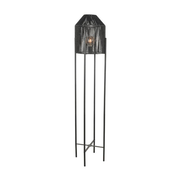 Vloerlamp Ibiza | Zwart Jute